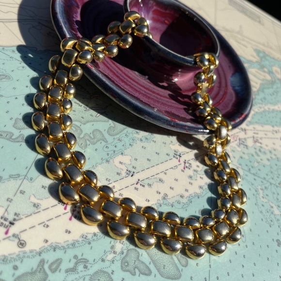 Vintage Chunky Gold Panther Link Necklace - Picture 1 of 6